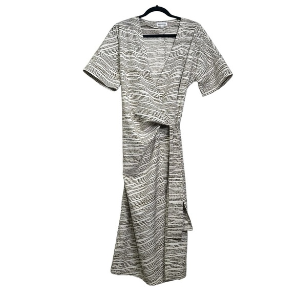 Prologue Women’s MED Cream & Brown Print Wrap Dress - Picture 1 of 6